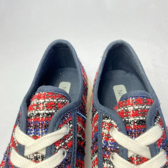 New Nine West Women's Hazie2 Sneaker Red Blue Plaid - Picture 7 of 9